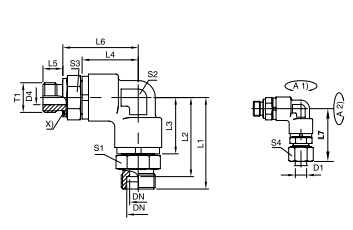 DG 208-R 90°滾珠軸承雙旋轉(zhuǎn)接頭、PARKER接頭、PARKER卡套接頭