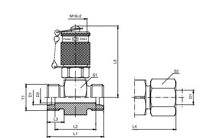 GMA3 管路測試點接頭 - 連接螺紋M16x2、PARKER卡套接頭、parker球閥